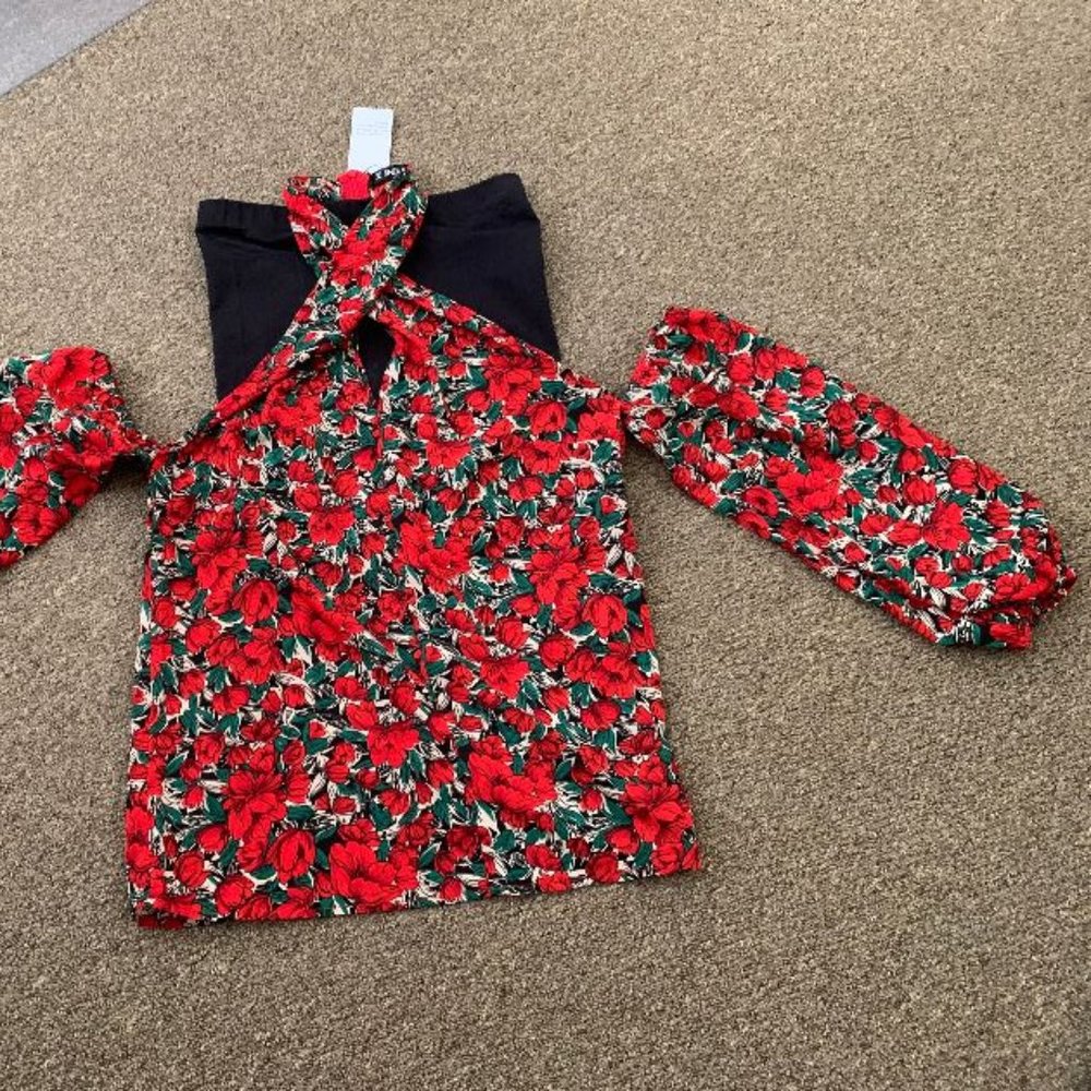 Red Floral Blouse